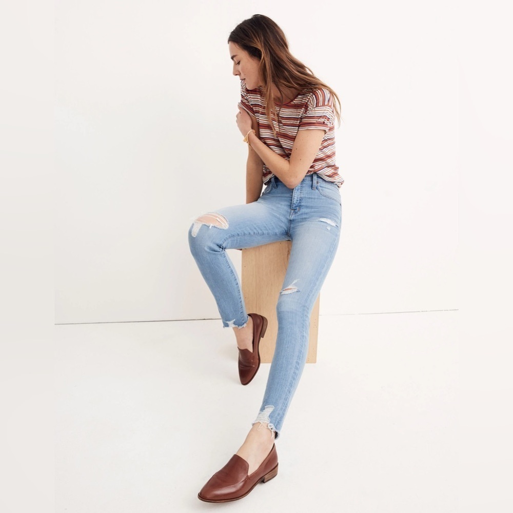 Madewell 9" High-Rise Skinny Jeans in Ontario Wash: Distressed-Hem Edition Sz 28